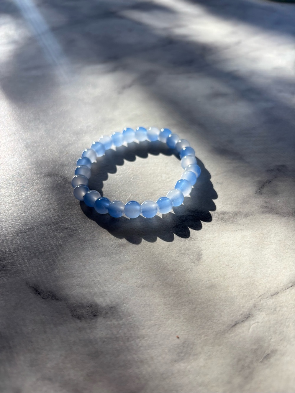 Light Blue Beaded Stretch Bracelet - Women Jewelry